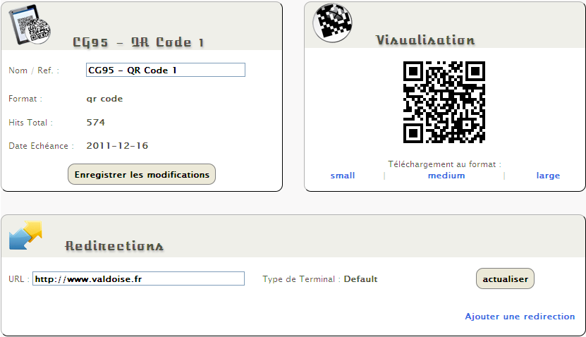 Plateforme Gestion Flashcode : Lien de Redirection