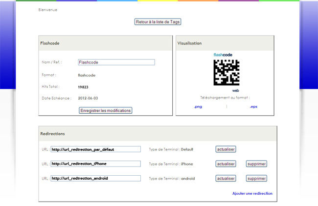 Plateforme Gestion Flashcode, Redirections Dynamiques